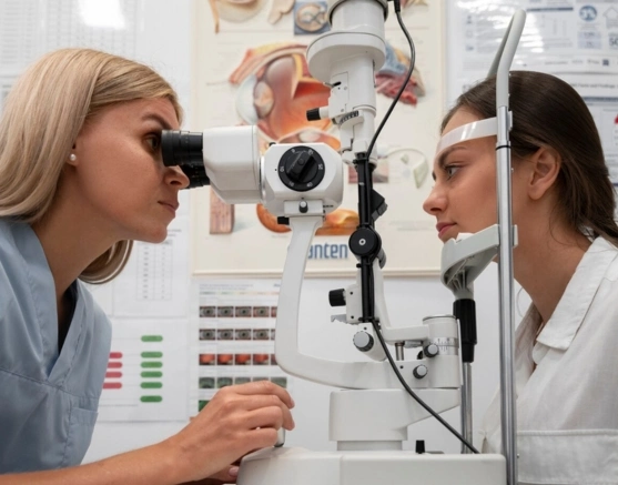 Doctor diagnosing the eye