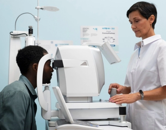 Doctor diagnosing the eye